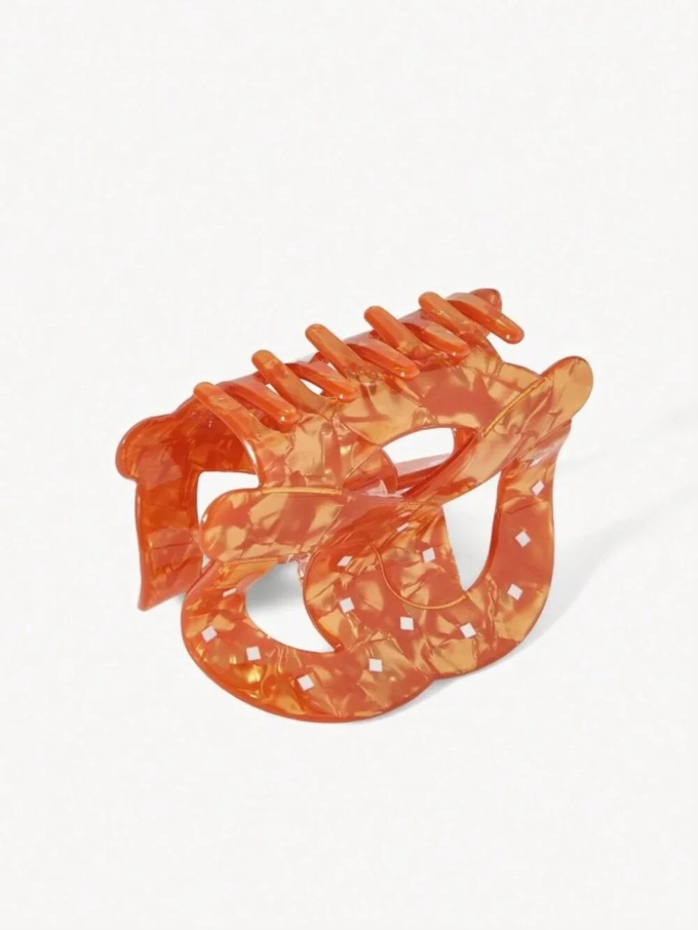 Amber Tortoiseshell Pretzel-Shaped Hair Claw Clip with White Dots